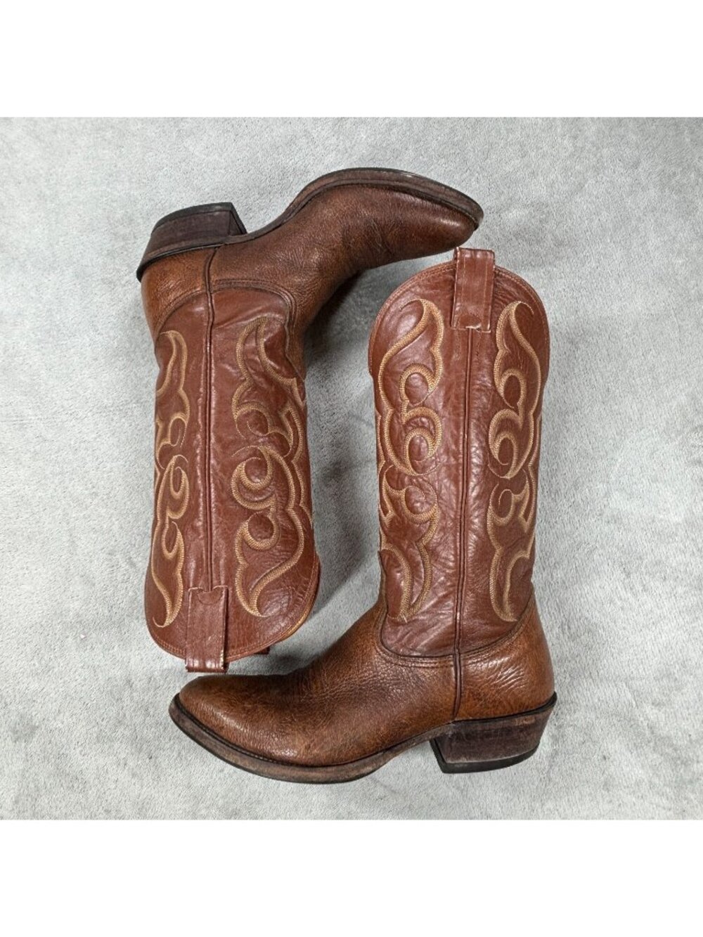 Vintage Nocona Western Cowboy Boots Mens 8 Brown Leather Made In USA